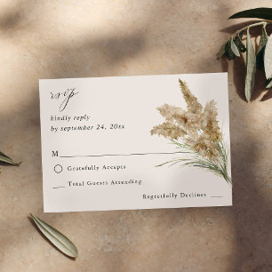 Beachy Boho Pampas Grass no Meal RSVP Kaartje