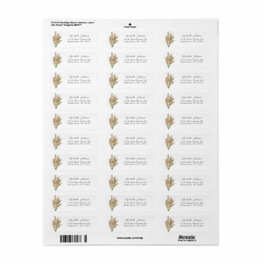 Beachy Boho Pampas Grass Return Address Label (Full Sheet)