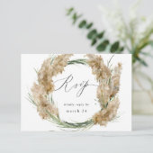 Beachy Boho Pampas Grass w Meal RSVP 2 Kaartje (Staand voorkant)
