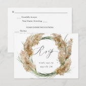 Beachy Boho Pampas Grass w Meal RSVP 2 Kaartje (Voorkant / Achterkant)
