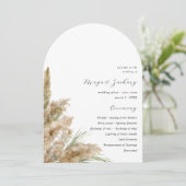 Beachy Boho Pampas Grass Wedding Program Arch Kaart (Staand voorkant)