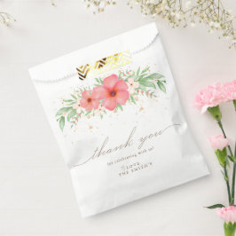 Beachy Boho Pink Ivory Greenery Floral Bedankzakje