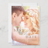 Beachy Boho Pink & Ivory Greenery Floral Save The Date (Voorkant)