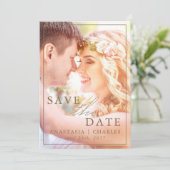 Beachy Boho Pink & Ivory Greenery Floral Save The Date (Staand voorkant)