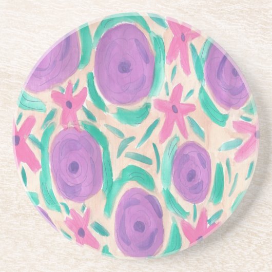 Beachy Boho Print Zandsteen Onderzetter (Voorkant)