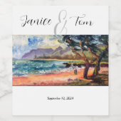 Beachy bruiloft wijn label wijn etiket (Enkel label)