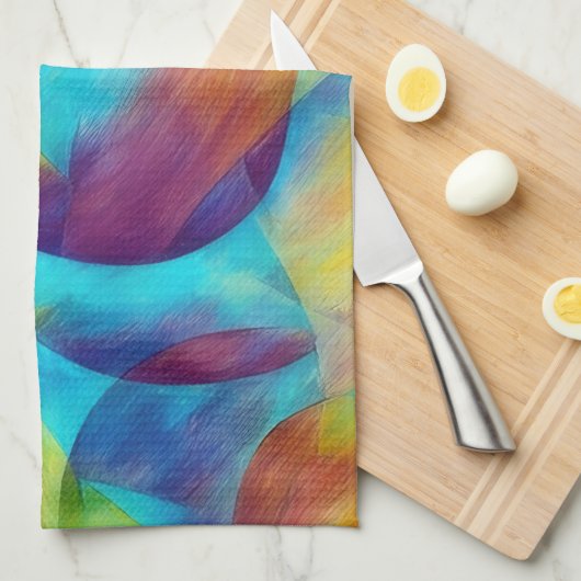Beachy Bubbles Artsy Abstract Kitchen Towel Theedoek (Quarter Fold)