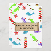 Beachy Christmas en Sandy Nieuwjaar Zee Creatures Feestdagenkaart (Voorkant / Achterkant)