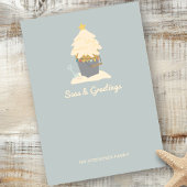 Beachy Christmas Sand Pail Flat Holiday Kaart