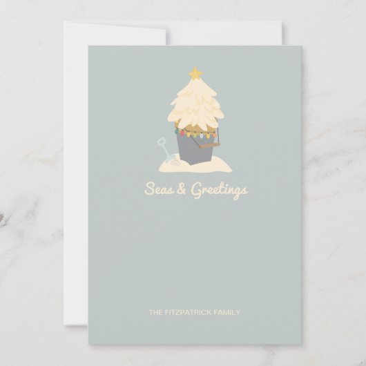 Beachy Christmas Sand Pail Flat Holiday Kaart (Voorkant)