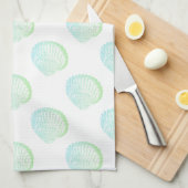 Beachy Coastal Seafoam Green Seashells Theedoek (Quarter Fold)