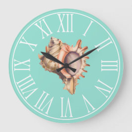 Beachy Conch Shell & Zee Glass Green Grote Klok