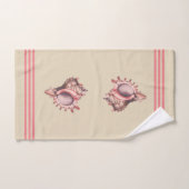 Beachy Coral Pink Stripes & Conch Shells Bad Handdoek (Handdoek)