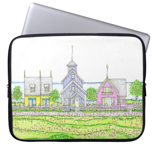 Beachy Cottages laptop hoesje Sleeve (Voorkant)