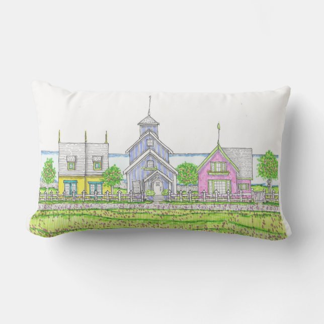 Beachy Cottages Outdoor Lumbar Kussen (Voorkant)