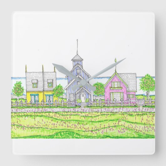 Beachy Cottages wandklok (Voorkant)