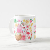 Beachy Cute Summer Fun Waterverf Icons Koffiemok (Voorkant links)