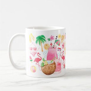 Beachy Cute Summer Fun Waterverf Icons Koffiemok