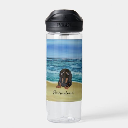 Beachy Dachshund Water Bottle Waterfles (Achterkant)