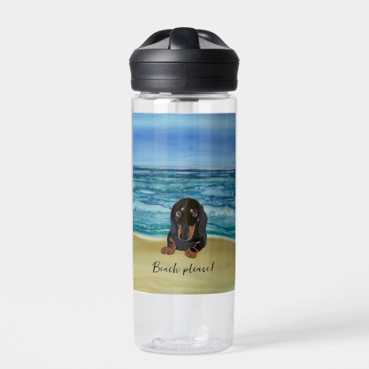 Beachy Dachshund Water Bottle Waterfles (Voorkant)