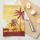 Beachy Dachshund Zonsondergang Handdoek Zwaaien Pa (Quarter Fold)