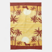 Beachy Dachshund Zonsondergang Handdoek Zwaaien Pa (Verticaal)