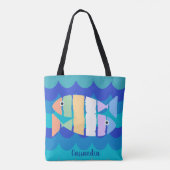 Beachy Double Fish Abstract Design Canvas tas (Achterkant)