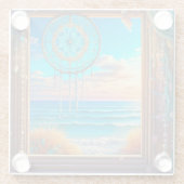  Beachy Dreamcatcher op Venster Glazen Onderzetter (Achterkant)