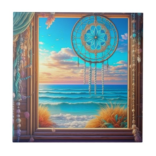  Beachy Dreamcatcher op Venster Tegeltje (Voorkant)