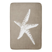 Beachy Faux Burlap White Starfish Bath Mat (Voorkant Verticaal)