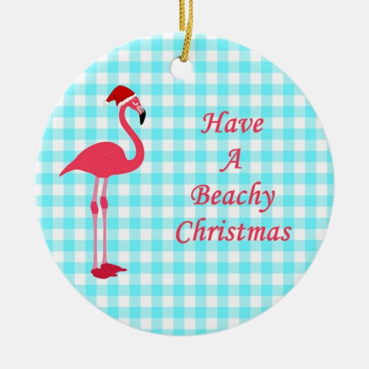 Beachy Flamingo Kerstversiering Keramisch Ornament (Voorkant)
