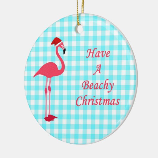 Beachy Flamingo Kerstversiering Keramisch Ornament (Links)