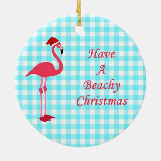 Beachy Flamingo Kerstversiering Keramisch Ornament (Achterkant)