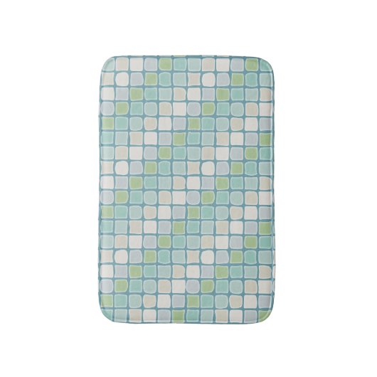 Beachy geometrische Tegels, Zee glas, blauw, zand Badmat (Voorkant Verticaal)