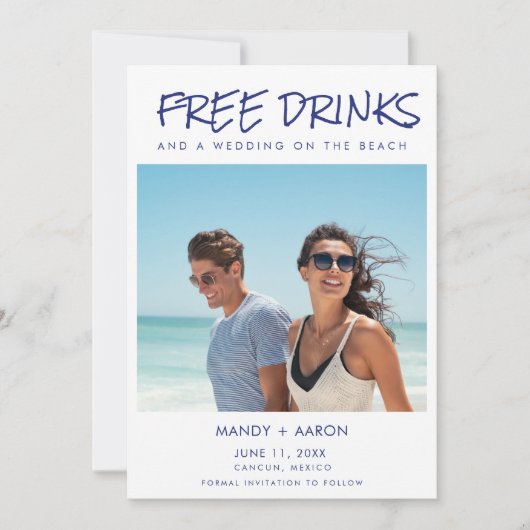Beachy Gratis Drinken Fotobestemming Trouwen Save The Date (Voorkant)