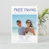 Beachy Gratis Drinken Fotobestemming Trouwen Save The Date (Staand voorkant)