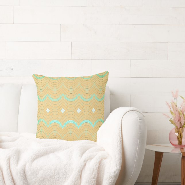 Beachy Green & Mustard Yellow Kussen (Bank)