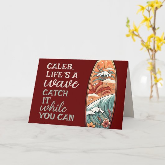 Beachy Hawaiian Surf Afstuderen Kaart (Gele Bloem)