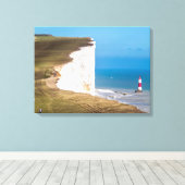 Beachy Head en vuurtoren uitzicht canvas print (Insitu (Houten vloer))