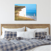 Beachy Head en vuurtoren uitzicht canvas print (Insitu (Slaapkamer))