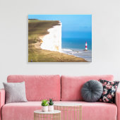 Beachy Head en vuurtoren uitzicht canvas print (Insitu (Woonkamer))