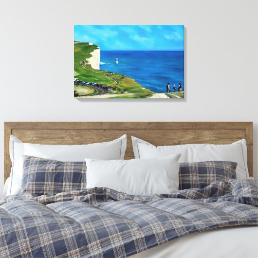Beachy Head Lighthouse, Seven Sisters, Verenigd Ko Canvas Afdruk (Insitu (Slaapkamer))