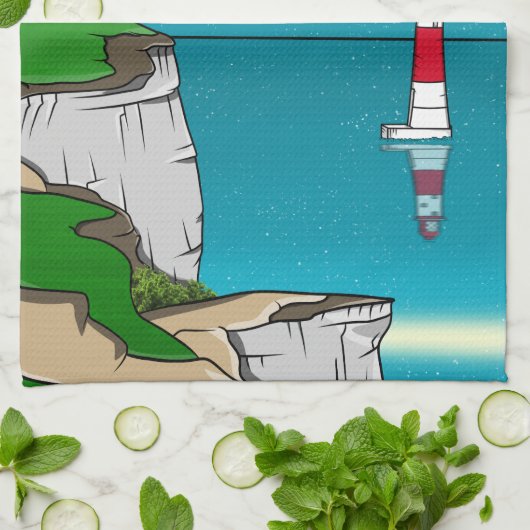 Beachy Head vuurtoren Engels Kanaal Theedoek (Gevouwen)