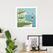 Beachy head vuurtoren retro poster (Thuiskantoor)