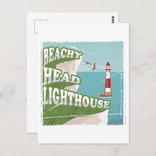 Beachy head vuurtoren retro poster briefkaart (Voorkant / Achterkant)