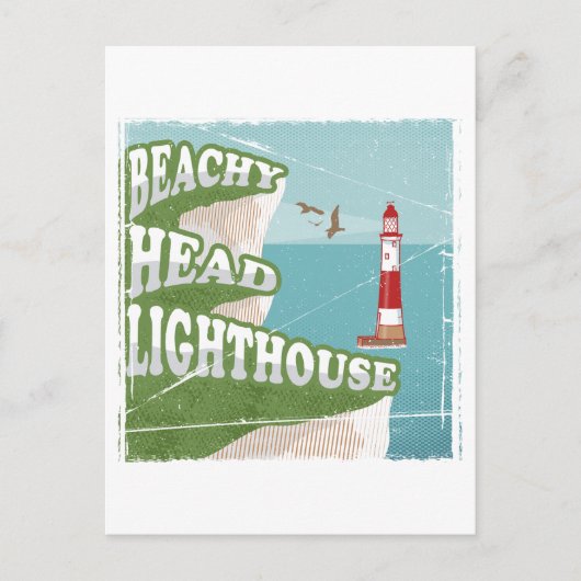 Beachy head vuurtoren retro poster briefkaart (Voorkant)