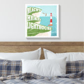Beachy head vuurtoren retro poster canvas afdruk (Insitu (Slaapkamer))