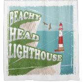 Beachy head vuurtoren retro poster douchegordijn (Voorkant)