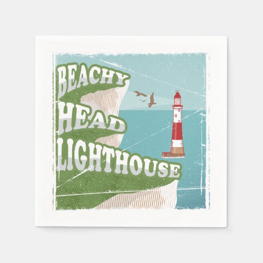 Beachy head vuurtoren retro poster servet (Voorkant)