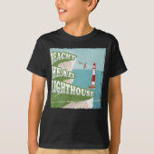 Beachy head vuurtoren retro poster t-shirt (Voorkant)